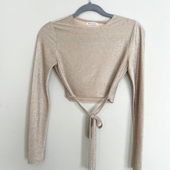 Reformation Gold Glittery Crop Top - Picture 1 of 5